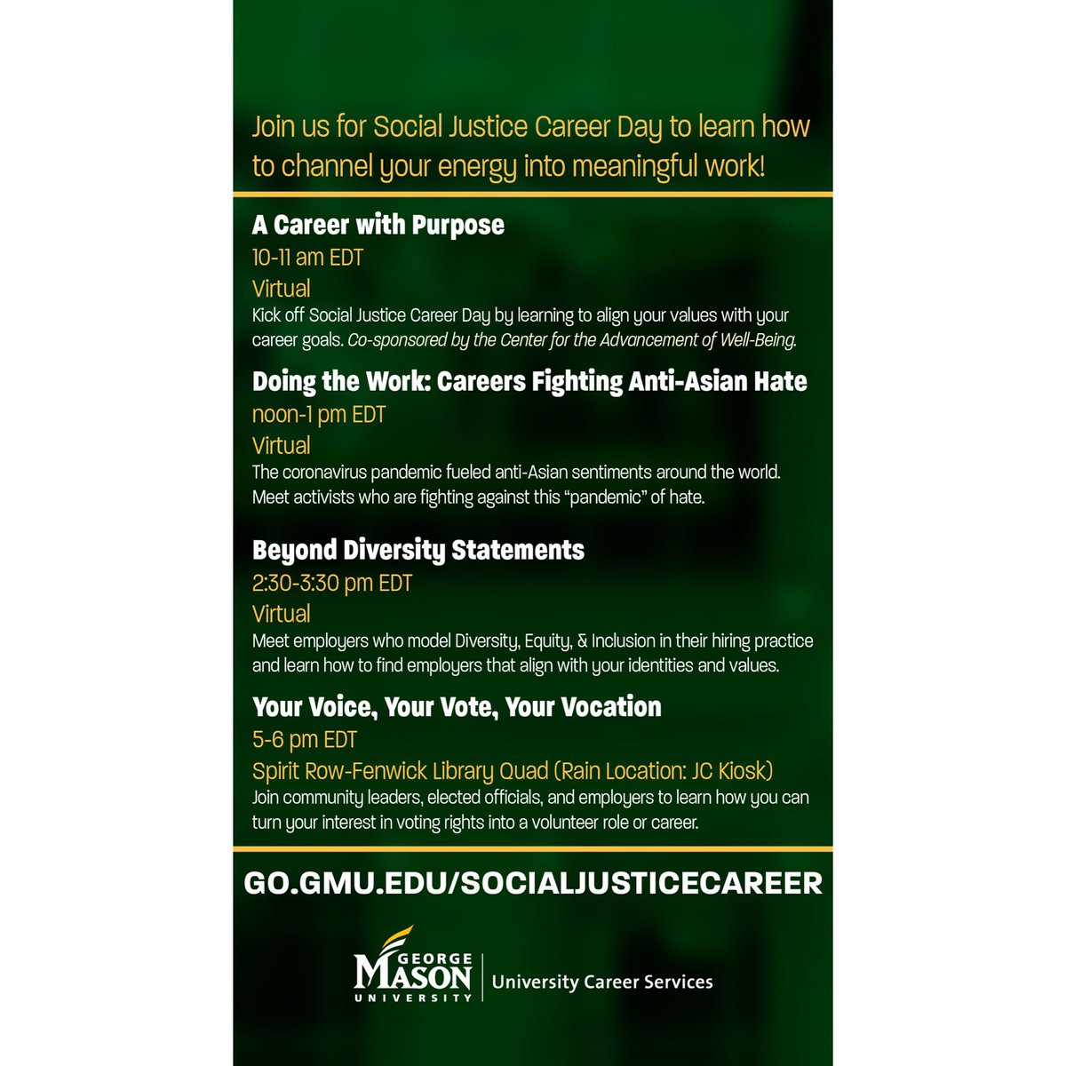 Did you vote today? A few members of <a href="/masoncareer/">Career Services</a> exercised their right to vote in today’s gubernatorial election. Polls close at 7pm so please use your voice! Additionally, tomorrow, we will be hosting our first ever Social Justice Career Day!🗳#MasonVotes #Vote