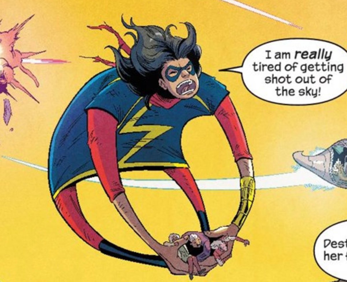 CommanderHales1's tweet image. These are the fun things we won’t be seeing in live action thanks to the Ms. Marvel power change

Sad, really