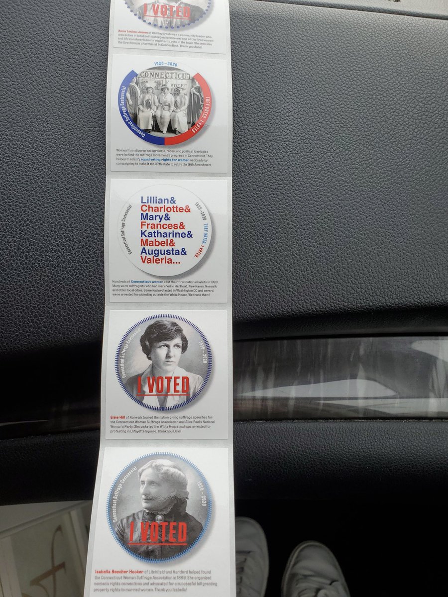Wonderful way to end the day...just voted and the lovely woman with the stickers gave me a strip commemorating the women who fought for women's suffrage after I mentioned I taught Women's Studies.