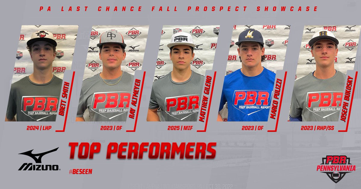 PrepBaseballPA's tweet photo. PA Last Chance Fall Prospect Showcase: Top Performers👊

1⃣2⃣ w/ 90MPH Exit Velo or Above👍
3⃣ Bats w/ 99MPH MAX Exit Velo🙀
9⃣ Arms 80MPH or Above🔥

Article👉 https://t.co/l7vbUfgsZK

⬇️Featured⬇️
@brettsmith124 | @ray_altmeyer | @mattgileno2024 | @MarcoPulizzi | Joseph Bukosky https://t.co/SQMO2goagC