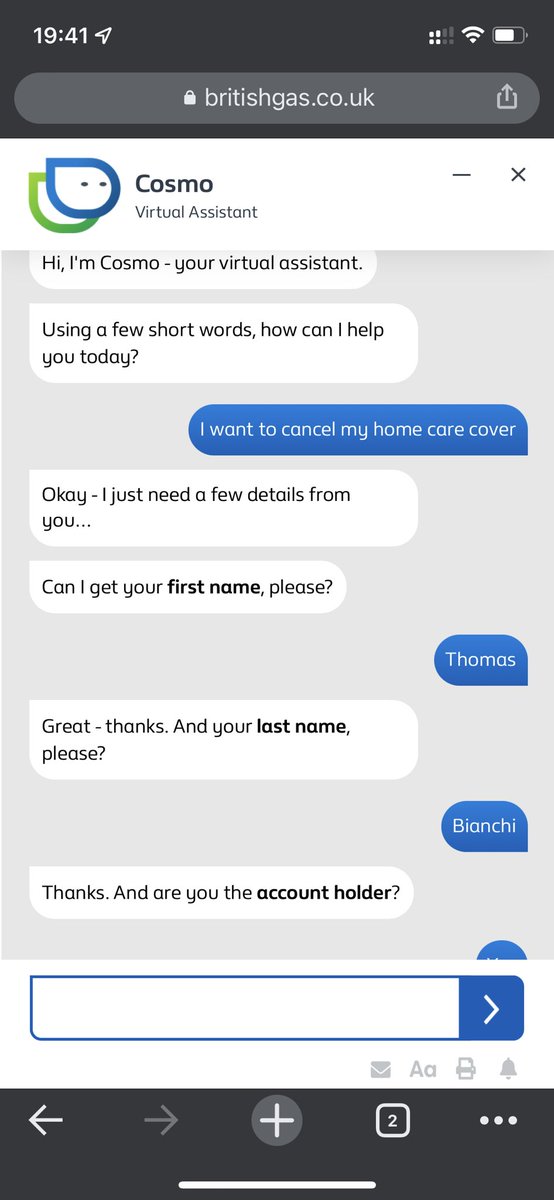 TomBiancs's tweet photo. @BritishGasHelp Why would your chat bot help system just end my conversation after waiting for 30 minutes? #badcustomerservice https://t.co/3pyXILZYnX