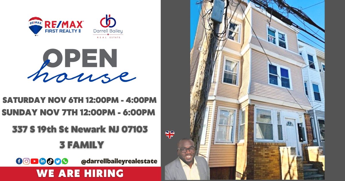 Psolutionsnj's tweet photo. 🏘 OPEN HOUSE  🏘

🚦 147 Grant Ave Jersey City NJ 07305
Property Specs: https://t.co/E2eDXjrnic

🚦 229 N Center St Orange NJ 07050 
Property Specs: https://t.co/DbMlRY2xcS

🚦 337 S 19th St Newark NJ 07103
Property Specs: https://t.co/tvwbGj8Kae https://t.co/whdtKvVqmZ