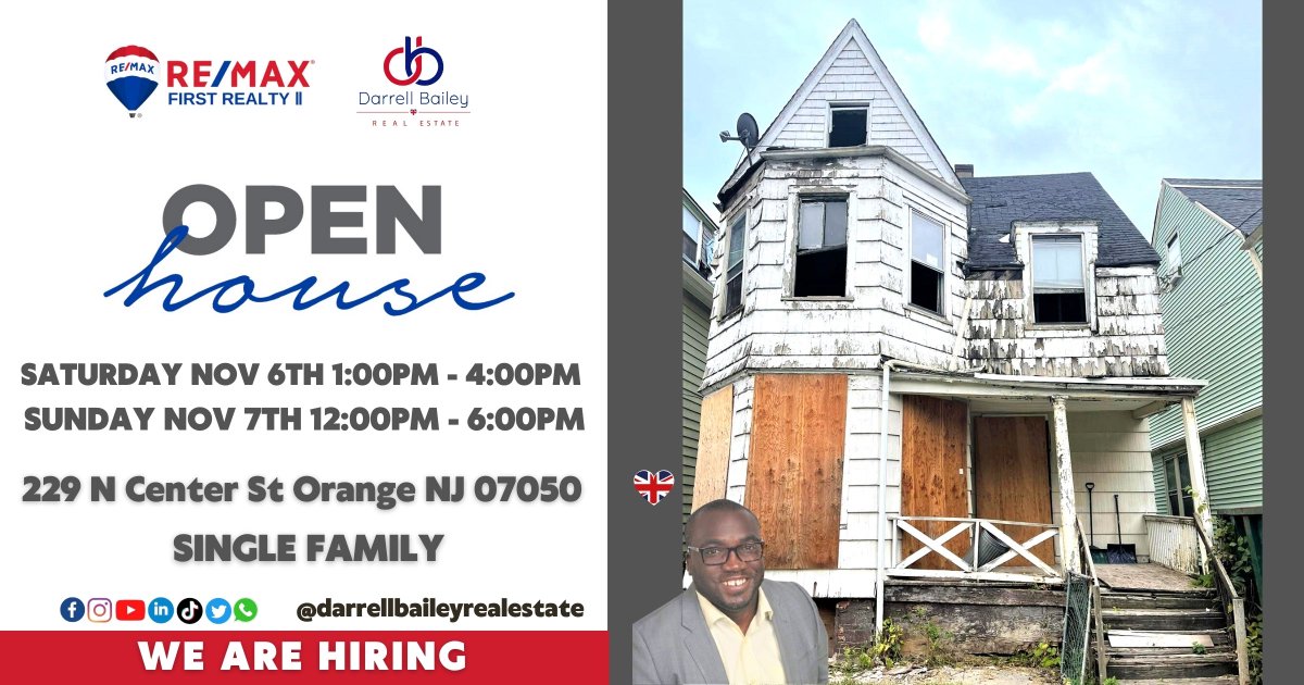 Psolutionsnj's tweet photo. 🏘 OPEN HOUSE  🏘

🚦 147 Grant Ave Jersey City NJ 07305
Property Specs: https://t.co/E2eDXjrnic

🚦 229 N Center St Orange NJ 07050 
Property Specs: https://t.co/DbMlRY2xcS

🚦 337 S 19th St Newark NJ 07103
Property Specs: https://t.co/tvwbGj8Kae https://t.co/whdtKvVqmZ