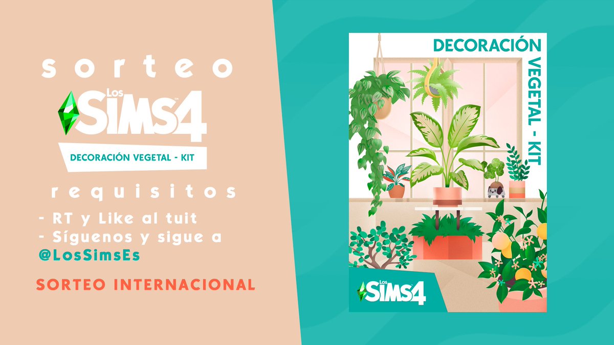 ▪️SORTEO: 🌿🌱

¡Gana una copia de Los Sims 4 Decoración Vegetal Kit! 

- Síguenos y sigue a <a href="/LosSimsES/">Los Sims</a> 
- Dale like y RT a este tuit 

Sorteo internacional (PC/Mac)
Finaliza el 09/11

¡Suerte a tod@s!

👇👇👇