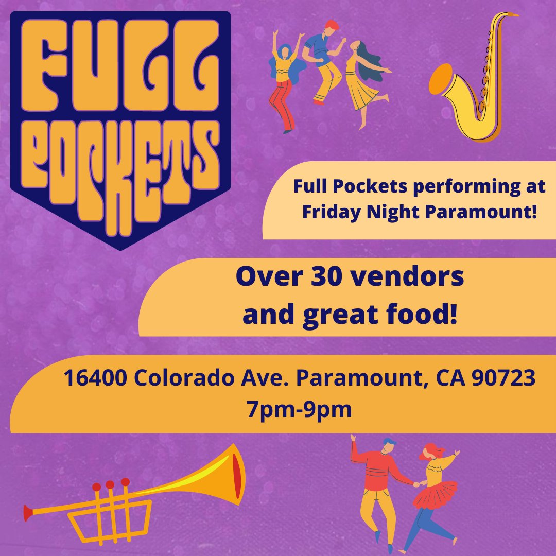 FullPockets_'s tweet photo. On Friday, find your way down to Paramount for a great time at @FNParamount. There'll be some great food, some cool vendors, and we'll be bringing the music.
#FullPockets #DanceJazz #LiveMusic #FridayNightParamount #Tuba #Sousaphone #Trumpet #TenorSax #Saxophone #Trombone #Drum https://t.co/G0fZjsinXl