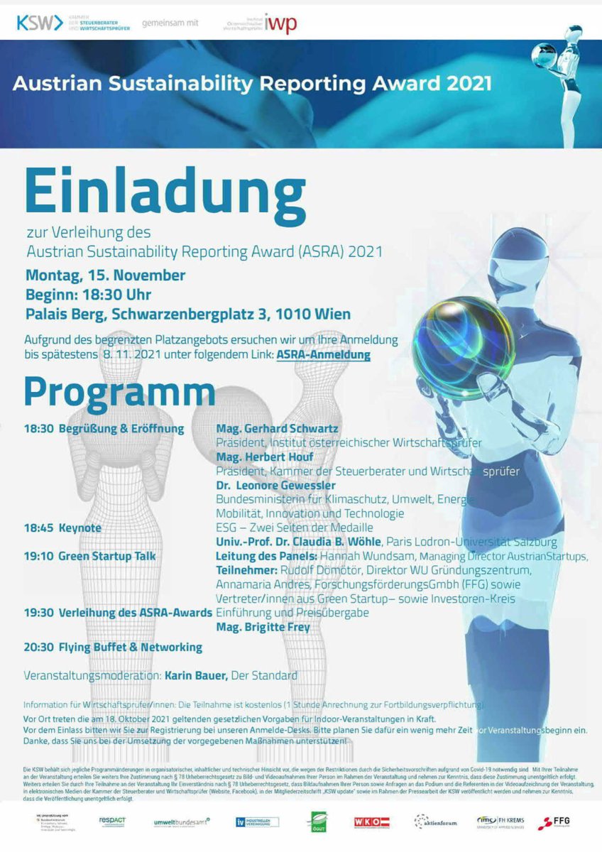 iwpinfo's tweet photo. Austrian Sustainability Reporting Award 2021
Montag, 15. November 2021
Informationen: https://t.co/6h1fHme3ZY
Anmeldung: https://t.co/p1nmMPRajz https://t.co/77bIVu1qTP