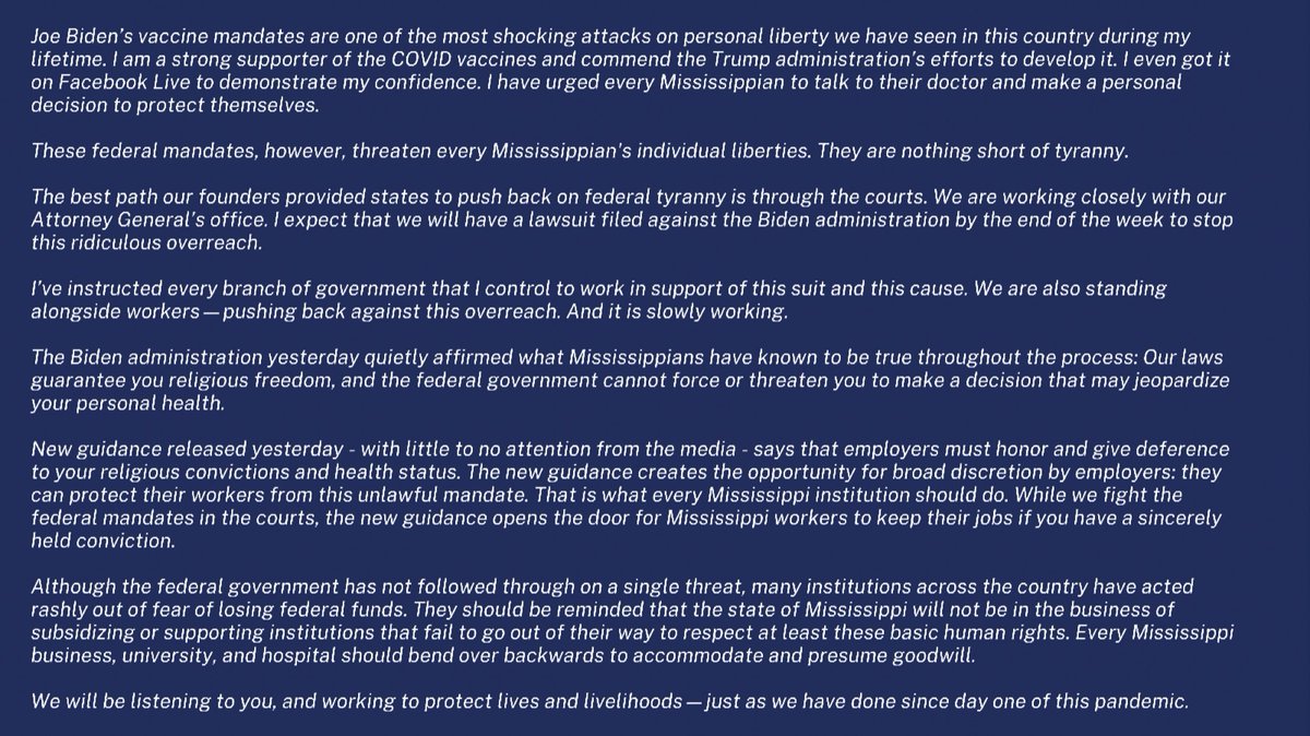 Governor Tate Reeves tweet media