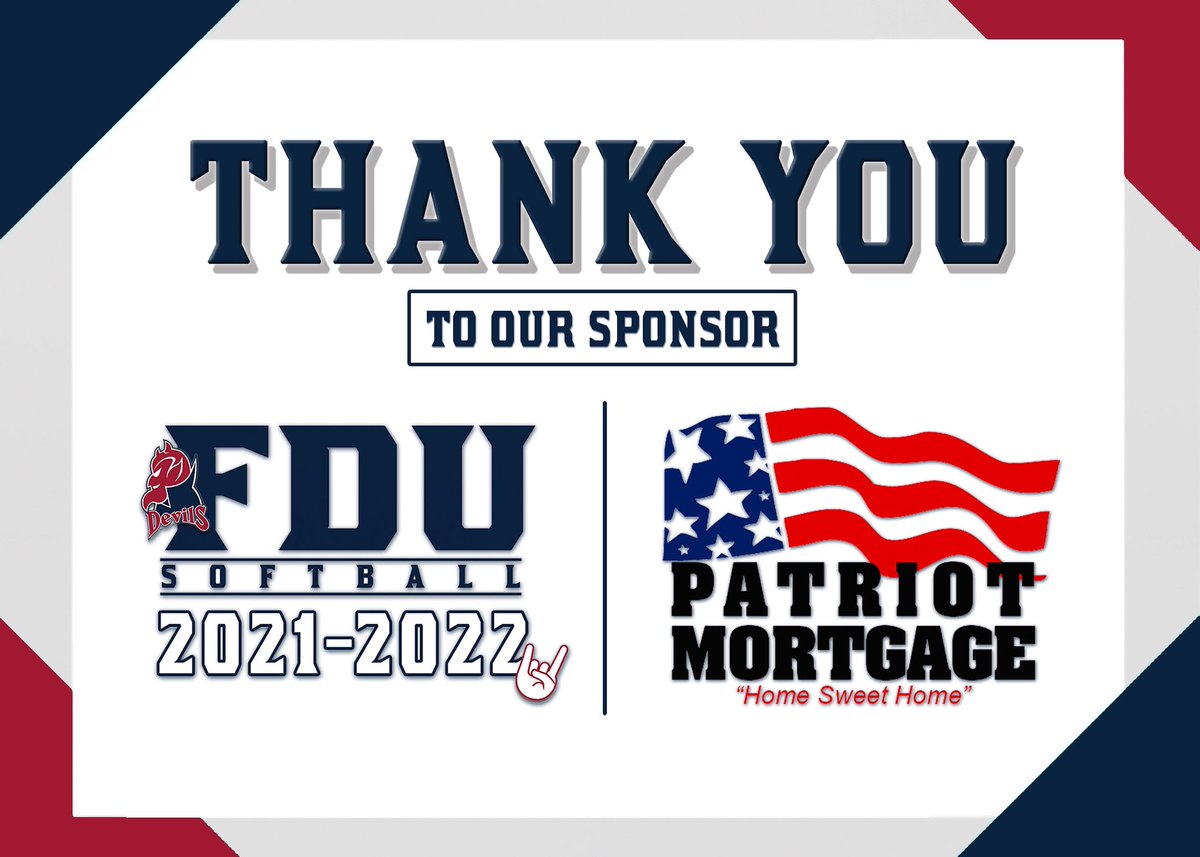 FDUDevilsSB's tweet photo. Big shout out to our 1st sponsor of the 2021-2022 year! Excited to partner with Patriot Mortgage &amp; and grateful for their support of FDUSB!🏡🥎🤍

#HornsUp | #FallForward | #PushForward | #WeLoveOurSponsors https://t.co/W41byIdaBK