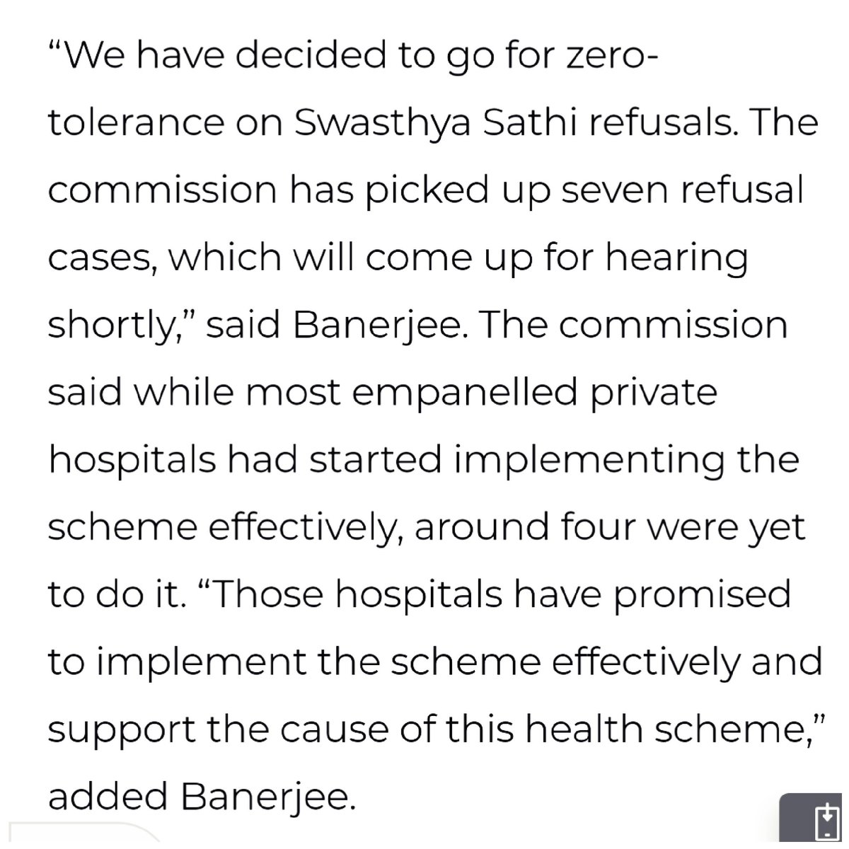 Is the WB Clinical Establishment Regulatory Commission exercising extrajudicial power against refusal of #SwasthyaSathi scheme by pvt hospitals "under pressure" ? A clear query #RTI made on the exact point in Dec. 2020 where the commission clearly stated that such matters are NOT