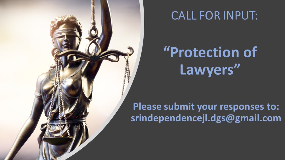 ExRelator_ONU's tweet photo. 📢CALL FOR INPUT: 

I will write my 2022 Report on the "Protection of Lawyers" &amp; to be presented before the 🇺🇳HRC. 

Here you can access the questionnaire: https://t.co/e3sxZ6q1Cw

..And submit your responses to the following email. ⬇️

Please share broadly! 

Thanks! https://t.co/tA1IVUSY69