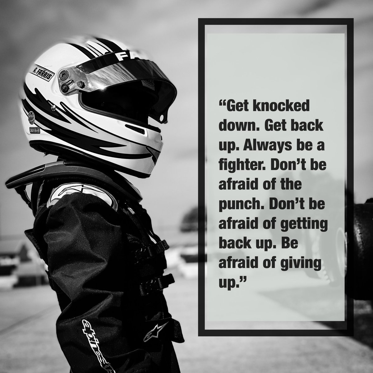 Yesterday I got knocked down, but today’s a new day to get back up and #persevere. Some day my dreams will come true if I keep at it! #kidreporter #media #ashersracingchannel #1timothy4twelve #youth #racing #chaseyourdreams #takerisks #makeitpossible #findAWay