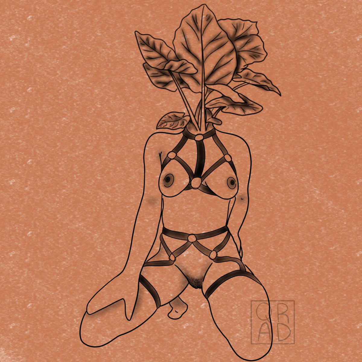 Q_R_A_D's tweet photo. Body harnesses might be one of my favorite things to draw right now! 
#harness #leatherharness #plants #houseplants #queerart https://t.co/edlIOlJCHP