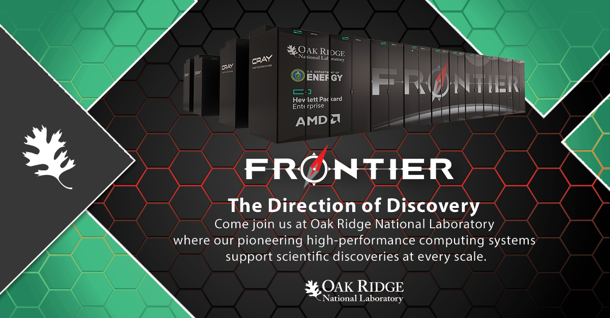 Join us at the National Center for Computational Sciences Virtual Career Fair tomorrow, Nov. 11, and learn about working in the #exacale era! The center’s upcoming <a href="/HPE_Cray/">HPE Cray</a> Frontier exascale system will be used to solve grand challenge science problems. olcf.ornl.gov/calendar/virtu…