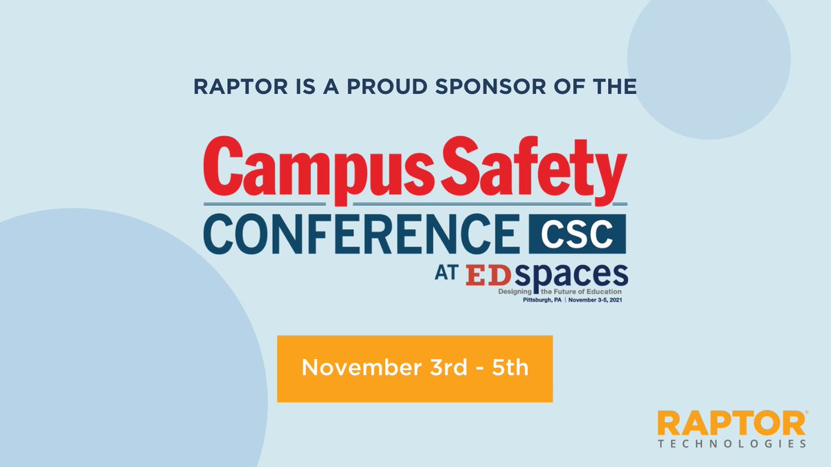 RaptorK12's tweet photo. We are proud to sponsor the @CSEventTweets Conference in Pittsburgh, Pennsylvania. We look forward to having important conversations about school safety with leaders responsible for protecting K-12 campuses and districts. #CSCatEDspaces https://t.co/YZ29335dck
