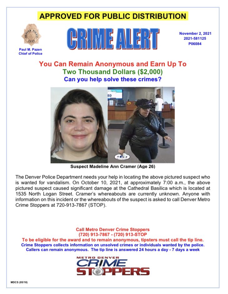 DenverPolice's tweet photo. #Denver, can you help locate this suspect? If you have any information regarding their whereabouts, please call @CrimeStoppersCO at 720-913-7867 — you can remain anonymous and earn a cash reward! #Denver https://t.co/pRgKFzAcOz