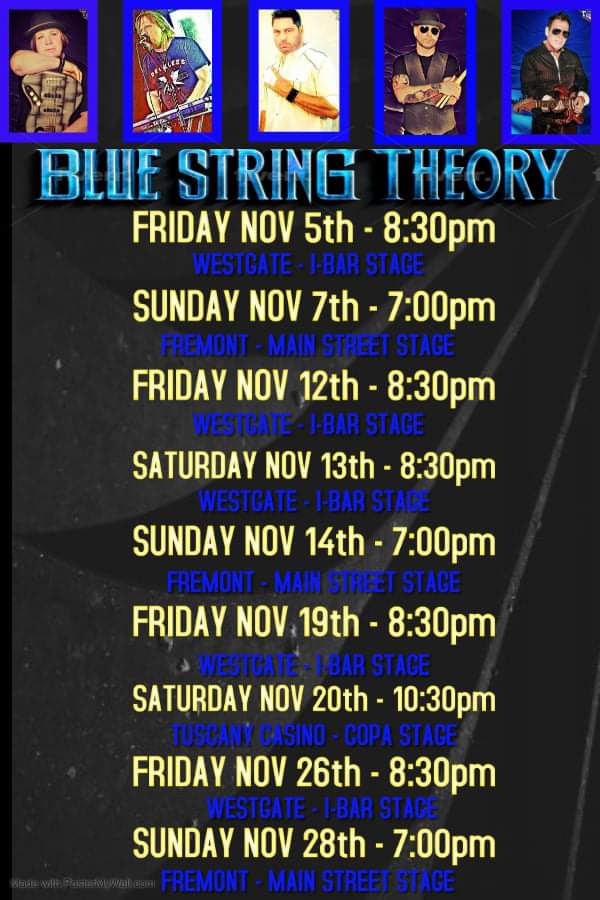 Our November schedule is now out.  Note the new Venue...Tuscanny!