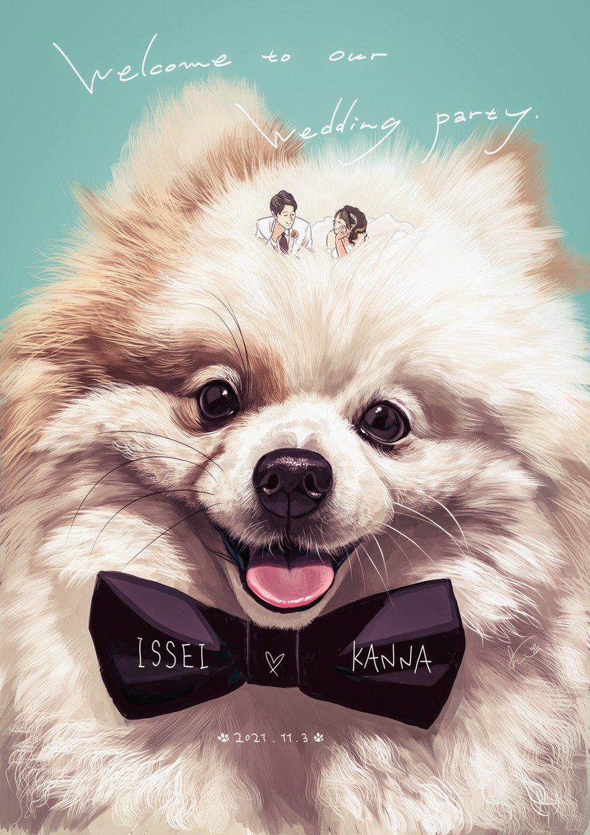 animal whiskers bow english text wedding dress simple background 1boy  illustration images
