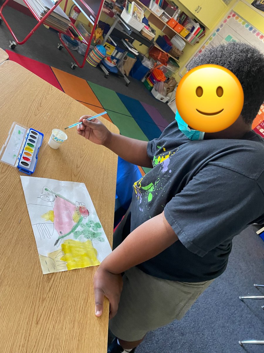 HackettAudra's tweet photo. We are creating Frida Kahlo art after reading about her. We all needed this relaxation today! https://t.co/NJGhgPQ7Eo