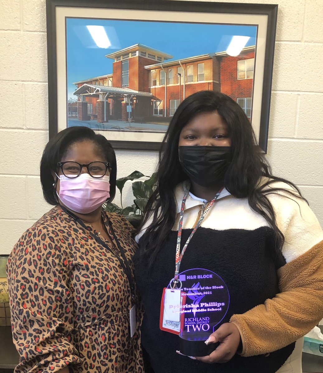 LMS_Boyd's tweet photo. Congratulations to our Richland Two Rookie Teacher of the Block - Delerisha Phillips! Longleaf Middle students are blessed that she chose us. #PowerInUs #blessedandgrateful 🧡 🖤 @LongleafMiddle @ZooBotLMS @RichlandTwo @MariaFOwens @Sabrina_suber https://t.co/fqkm5T8gXz