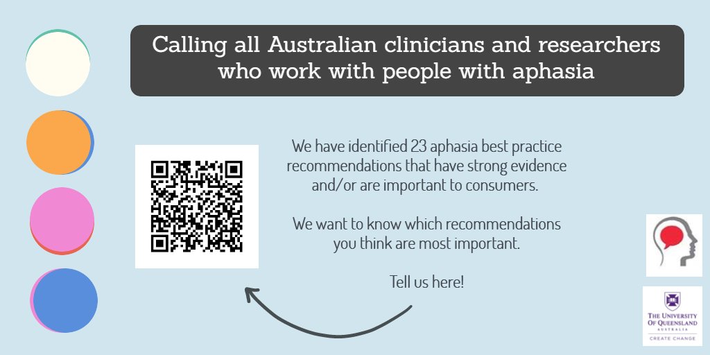There are 8️⃣2️⃣ best practice statements in the Australian #aphasia pathway &amp; 1️⃣0️⃣  in Aphasia United. But which ones are *most important* to implement and measure? Seeking Australian 🇦🇺 clinician and researcher input with our shortlist of 23 statements tinyurl.com/8exzz975
