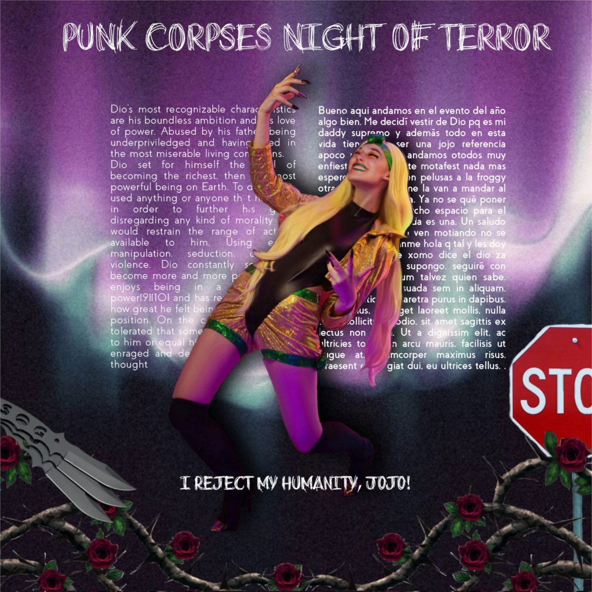 Xngelofdeath's tweet photo. /ジョジョ/ ˒ Nov 02: #PunkCorpsesNight

Pensaron que me iba a disfrazar de algo normal, pero era yo! Dio! Muy feliz de asistir a la phiesta de mi manito, realmente la fiesta de halloween del año <3. https://t.co/apHKWwrkOS