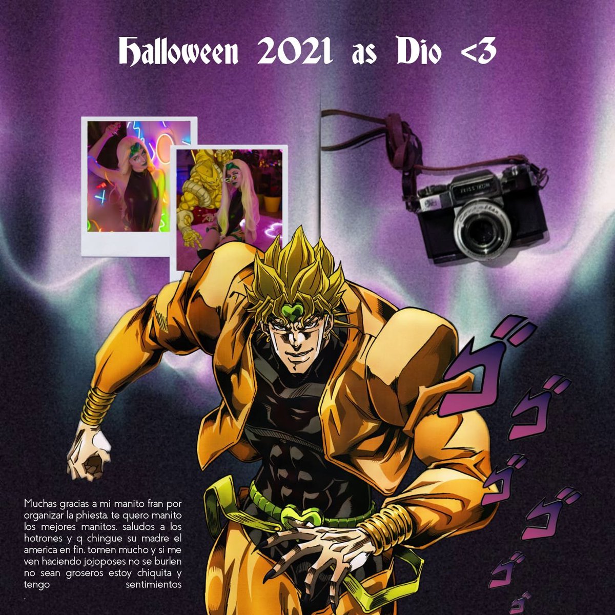 Xngelofdeath's tweet photo. /ジョジョ/ ˒ Nov 02: #PunkCorpsesNight

Pensaron que me iba a disfrazar de algo normal, pero era yo! Dio! Muy feliz de asistir a la phiesta de mi manito, realmente la fiesta de halloween del año <3. https://t.co/apHKWwrkOS