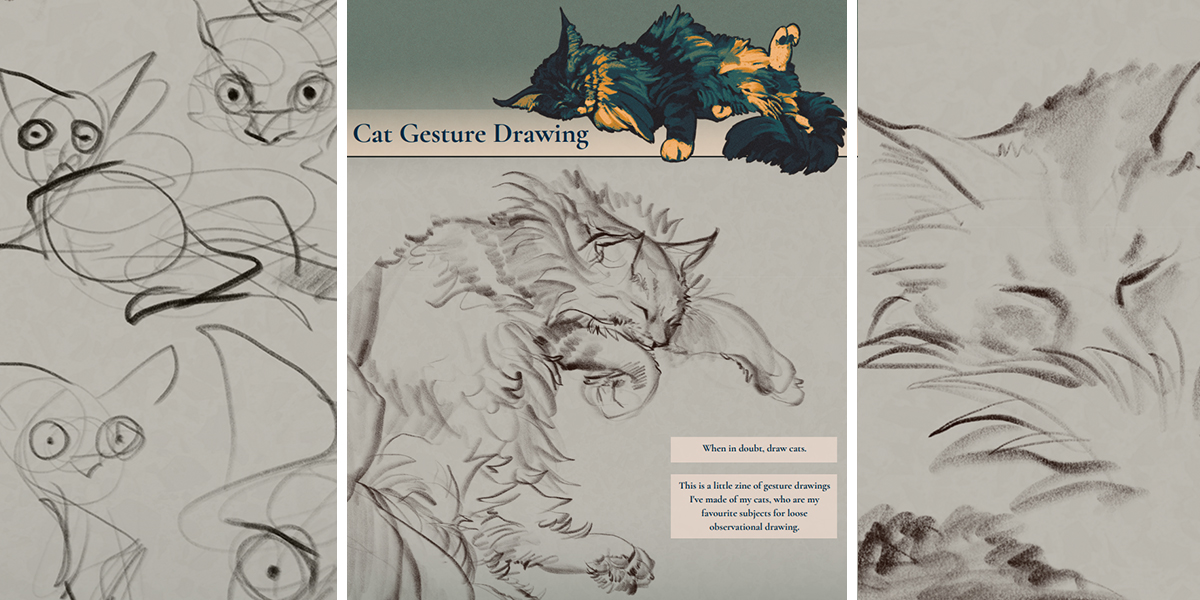 This month for my Patreon rewards I'm putting together a zine of my cat gesture drawings and just, cats are so good.