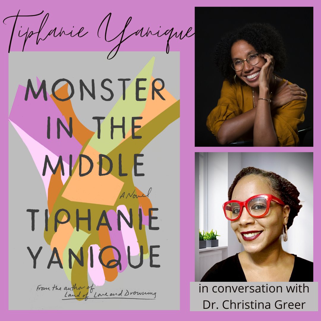 TwainHouse's tweet photo. Thurs, Nov 11 at 7pm EDT - @tiphanieyanique discusses her #novel MONSTER IN THE MIDDLE w/ @Dr_CMGreer. A young couple in NYC navigates the challenges of a new love. Will it last? The answer may lie in their families' histories. FREE virtual event: https://t.co/tc00lVz212 https://t.co/7rJUVmWCRP
