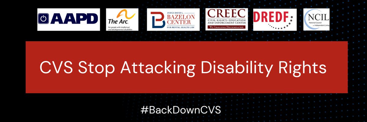 DREDF's tweet photo. We’re helping people understand how much is at stake in CVS v. Doe. Read our explainer of the case and then Tweet what #Section504Means to you. Be sure to tag 
@CVSHealth
 #BackDownCVS
Read our Explainer: https://t.co/p5WiJ32QxK
Take action and share:  https://t.co/U668ZjkPtY https://t.co/PGPV9MgJFC