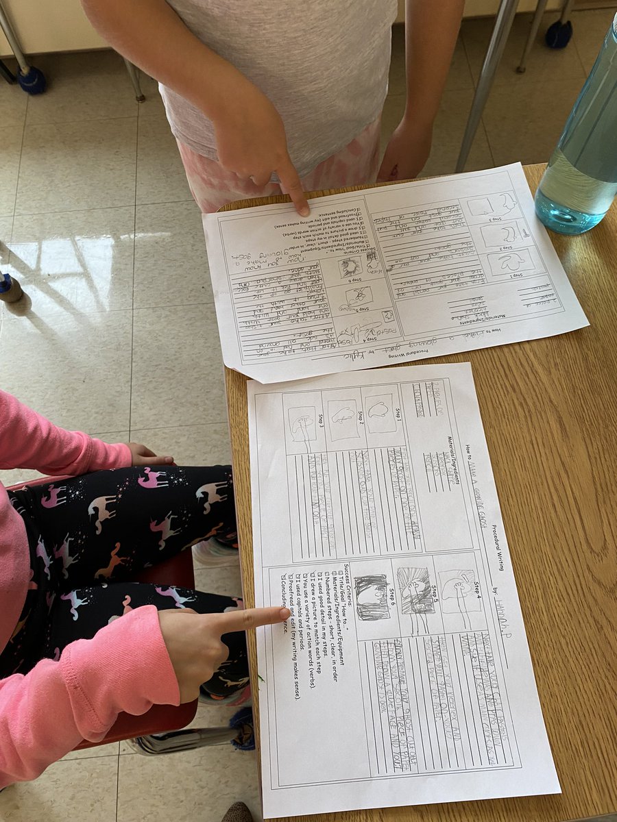 kcookclass's tweet photo. Today S’s read each other their procedural writing pieces. Then they they gave each other some great feedback based on our success criteria and our personal writing goals! ✏️ #peerassessment @OrchardParkPS @OrchardParkGr3 @SCDSBLiteracy https://t.co/pNXtnY7Tbe
