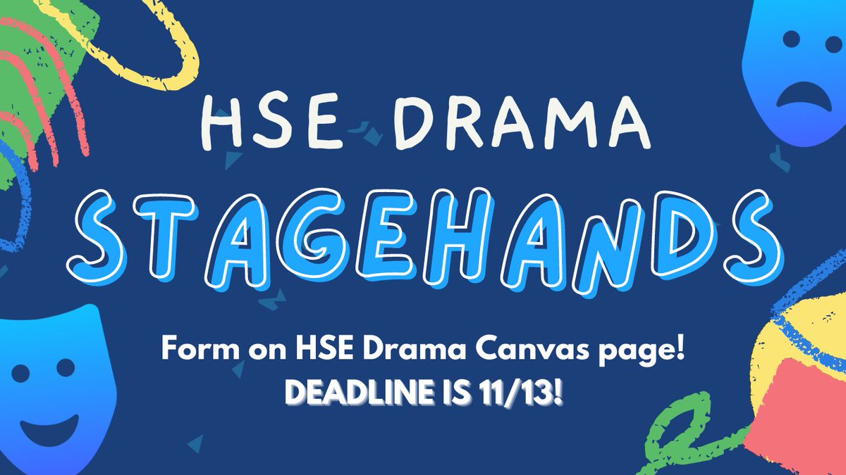 Hey, Drama Club! Your 2021-2022 officers have some exciting stuff in the works! 🤩
📢 We're bringin' back the Stagehand Mentor/Mentee program from last year! If interested, check the HSE Drama canvas page and fill out the compatibility form before 11/13!