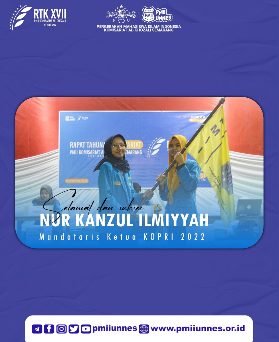 pmiiunnes's tweet photo. Selamat kepada sahabat M.Ainun Najah sebagai mandataris Ketua Komisariat &amp; Sahabati Nur Kanzul Ilmiyah sebagai mandataris Ketua KOPRI,masa Khidmah 2021/2022. https://t.co/iy5bMU4KrJ