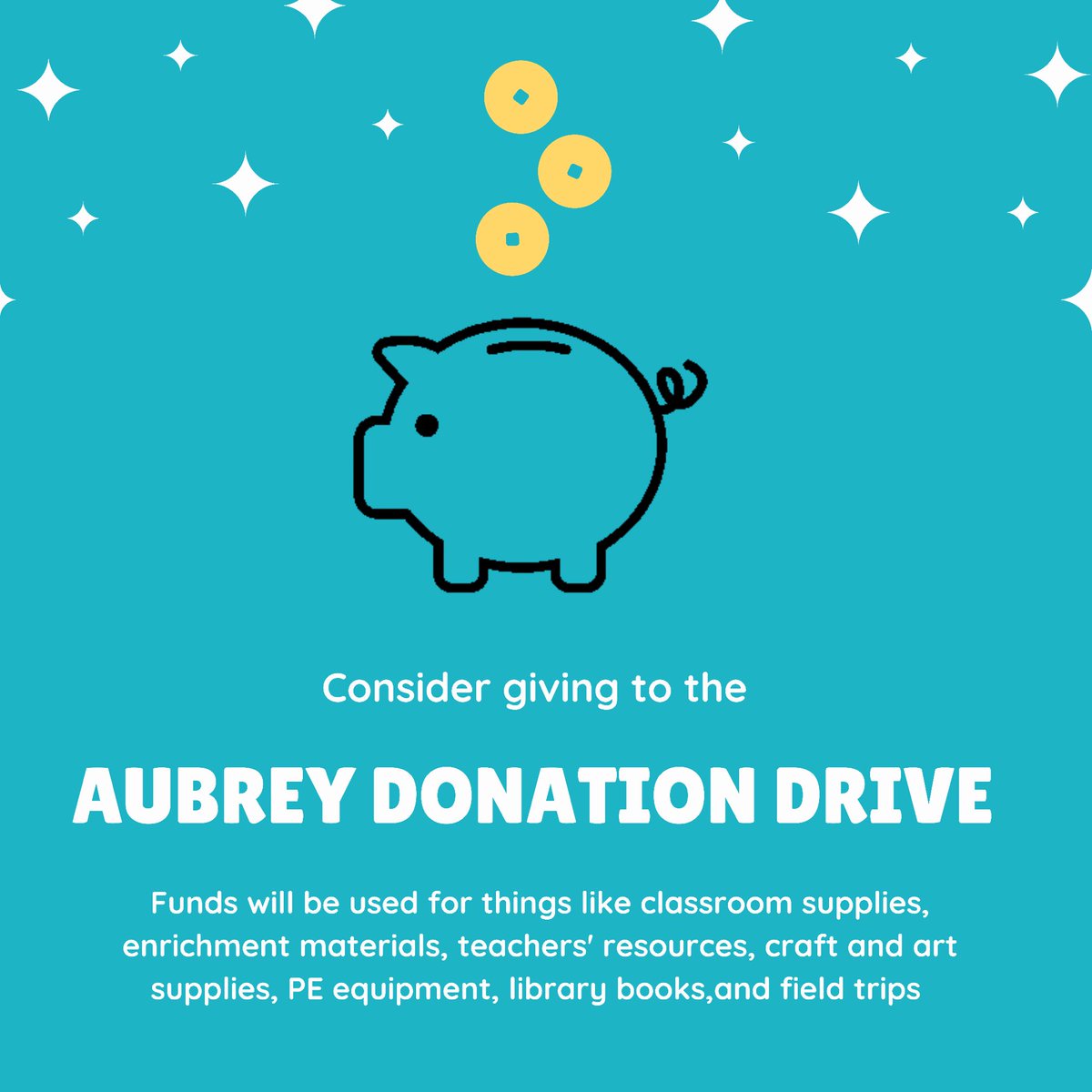 PAC_Aubrey's tweet photo. Aubrey School PAC is accepting donations to support this year's classroom and school programs. 
•$30 per student is suggested
•Donations of $20 or more can be issued a tax receipt 
Find the link in your inbox via PAC newsletter to donate. Last day to donate is Nov 10. https://t.co/tGXbWE3zOT