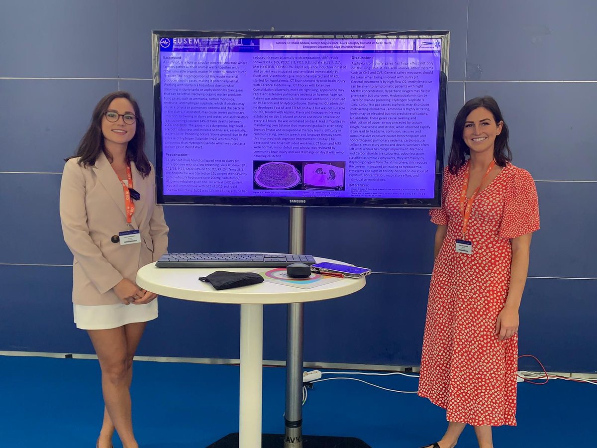 #Sligo #EmergencyDepartment Nurses <a href="/laurageraghty02/">Laura Geraghty</a> and Katherine Maguire present their poster on agricultural toxicology injury at @EuropSocEM conference Lisbon 2021 #eusem21