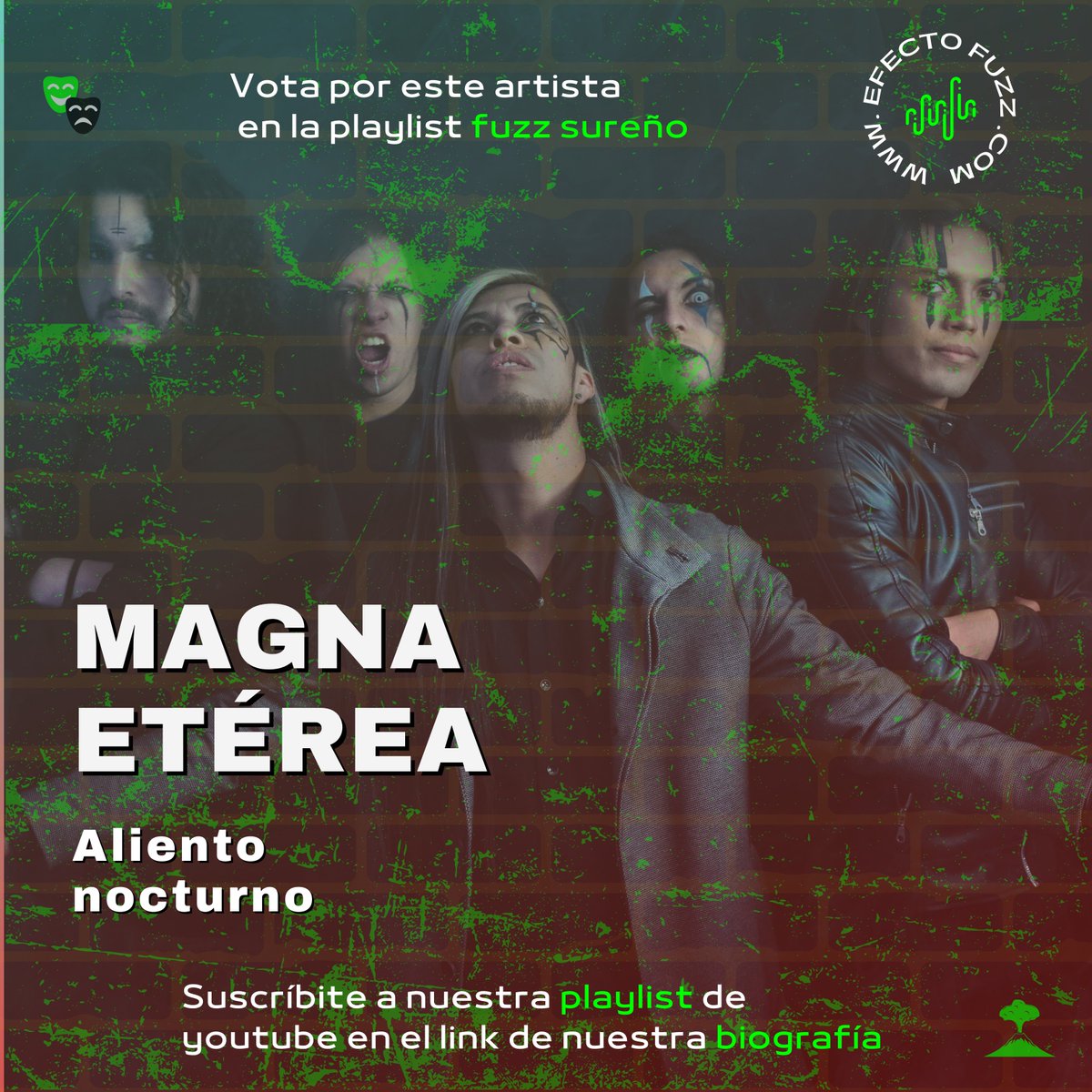 Efectofuzz's tweet photo. Vota por👹 Magna Etérea con ''Aliento nocturno'' 👺  y suscríbete a nuestra playlist de youtube con lo mejor del rock del sur en siguiente link: https://t.co/MnyNuc0diZ
#rockcolombiano #rockcolombia #fuzzsureño #efectofuzz #magnaeterea #alientonocturno https://t.co/rurF918Acc