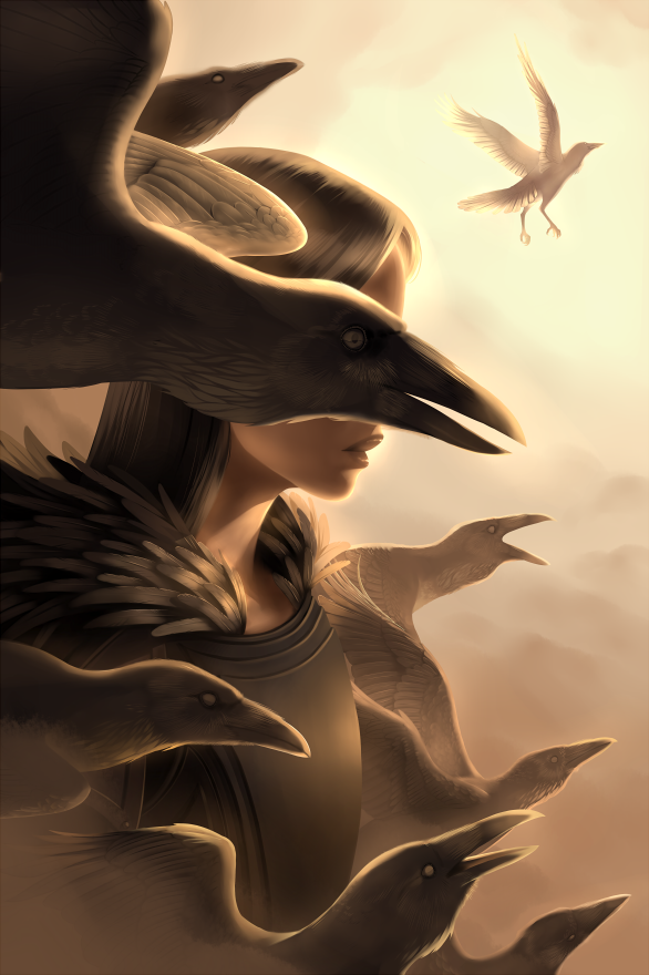 AlexFlis_'s tweet photo. This was the piece I did of Sloane, The Raven, for the Fan Art Gallery in The Adventure Zone Petals to the Metal comic. #thezonecast https://t.co/NSkzUIBlxN