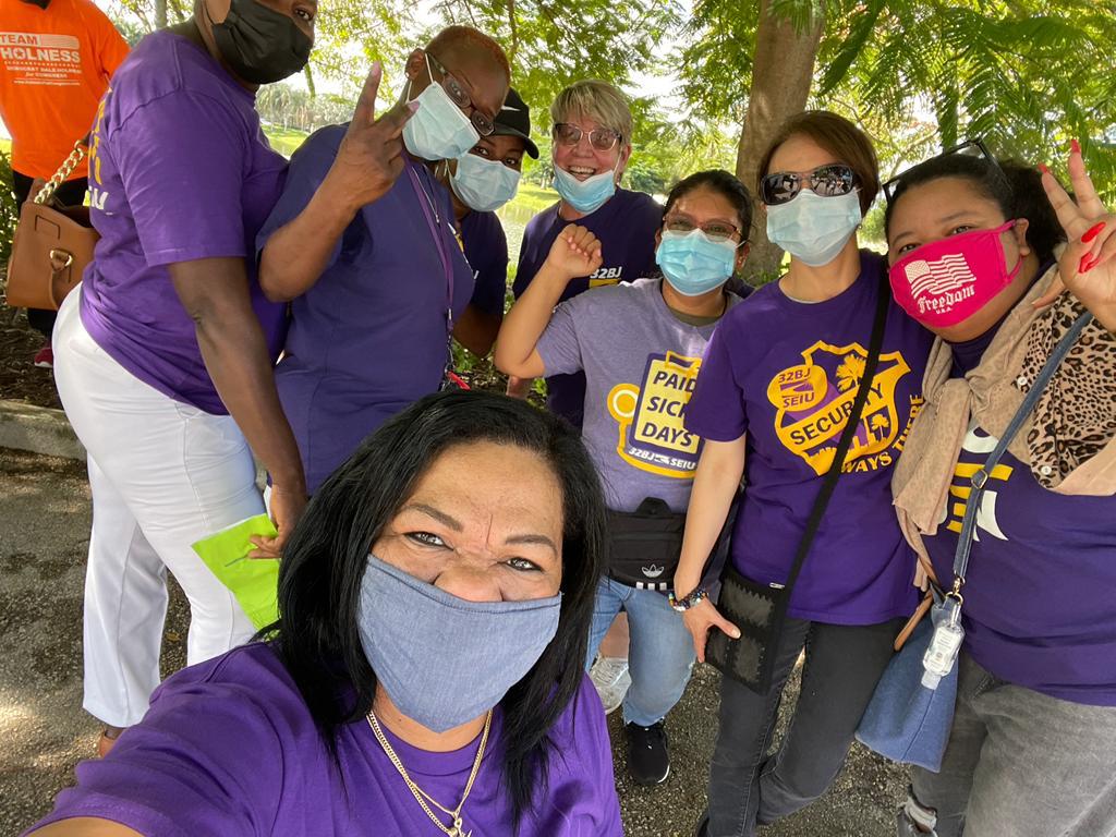 32BJFlorida's tweet photo. 32BJ airport workers and janitors have knocked on thousands of doors for working class champion @HolnessforFL for Congress. You can still do your part and #VOTE in the #District20 Special Election! Polls close at 7PM! Find your voting location here: https://t.co/ISeqlYU0Mk #1u https://t.co/ajtIhPA5ZL