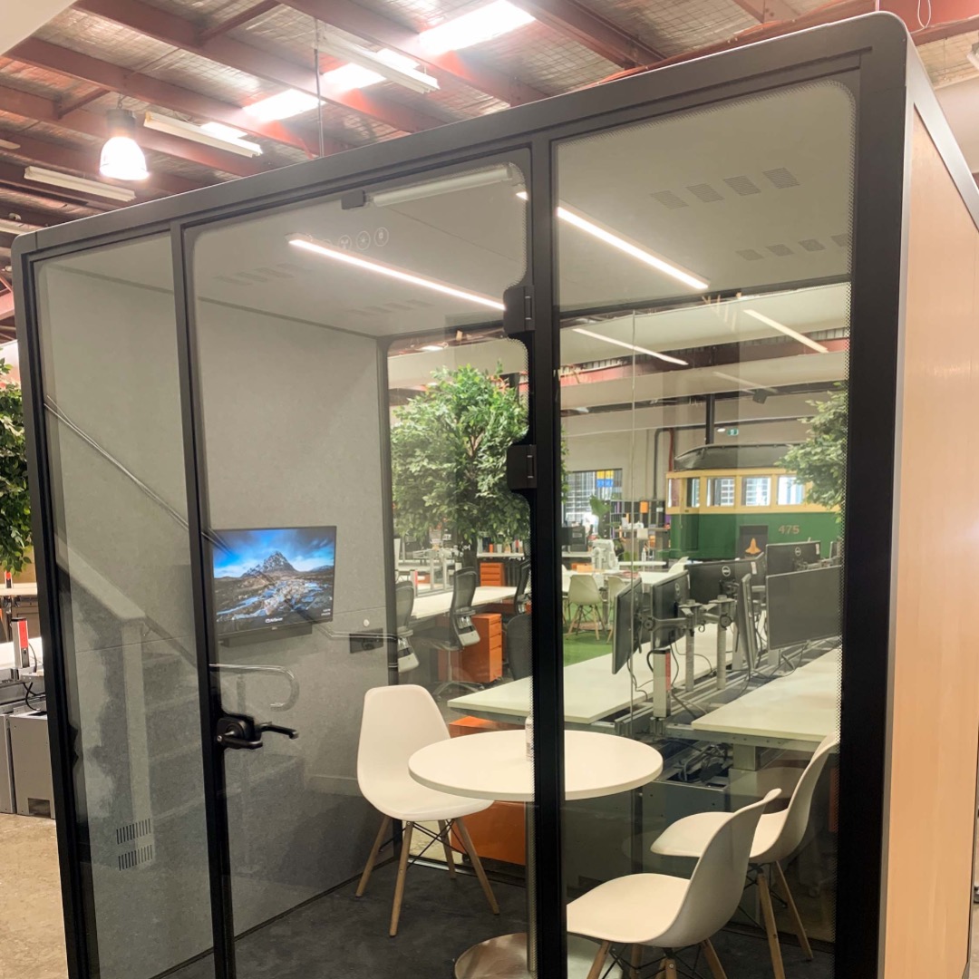 Our new sound-proof meeting pods are brilliant for quiet phone calls, zoom meetings and quick chats.  They are free to use and there are a few pods to choose from in Evolve, Create and Orbit.