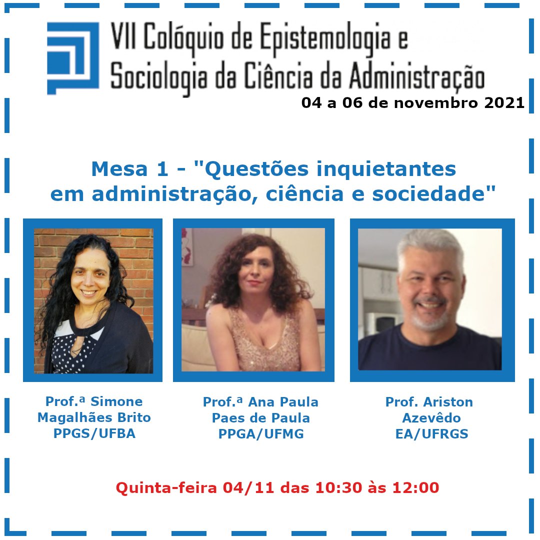 nucleoord's tweet photo. O VII Colóquio de Epistemologia e Sociologia da Ciência da Administração contará com várias atrações especiais. 
Ouvintes ainda podem se inscrever, via site (https://t.co/bYyRmlfN42), até amanhã!
Você não vai ficar de fora, né!? Então corre...🏃🏾‍♀️🏃🏽‍♂️ https://t.co/8JyMbSHZcj