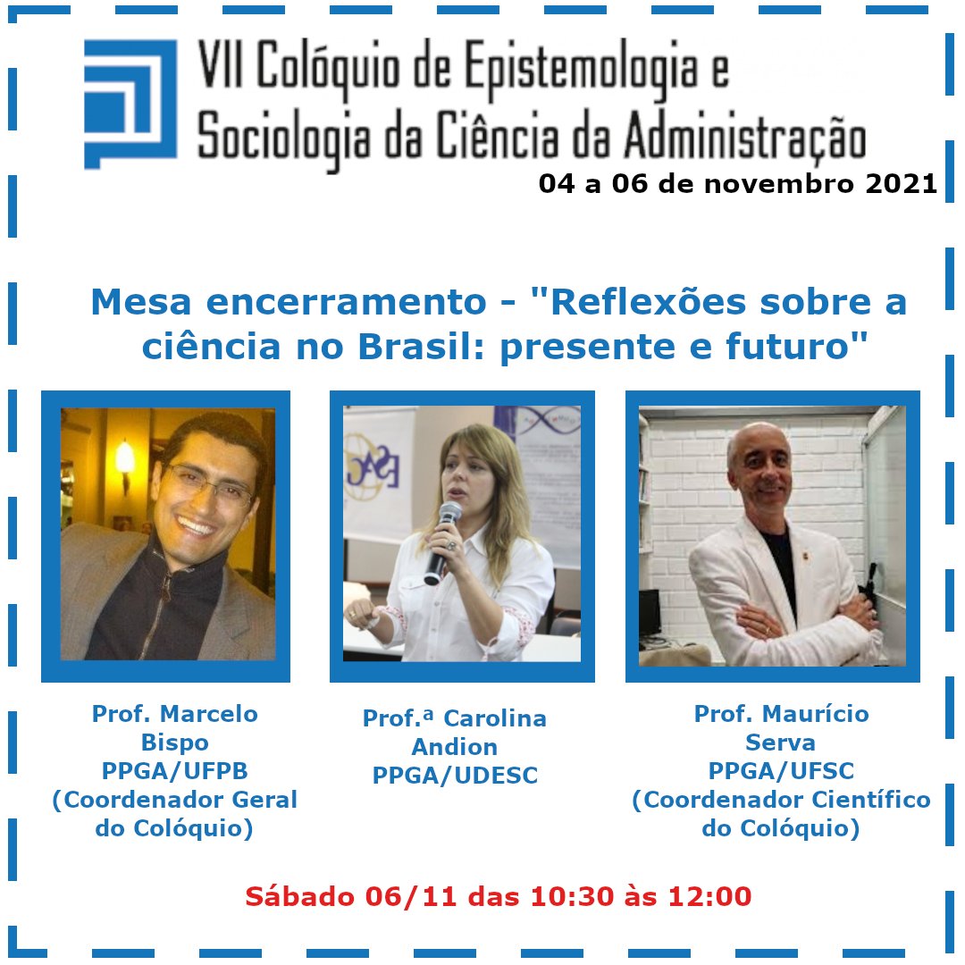 nucleoord's tweet photo. O VII Colóquio de Epistemologia e Sociologia da Ciência da Administração contará com várias atrações especiais. 
Ouvintes ainda podem se inscrever, via site (https://t.co/bYyRmlfN42), até amanhã!
Você não vai ficar de fora, né!? Então corre...🏃🏾‍♀️🏃🏽‍♂️ https://t.co/8JyMbSHZcj