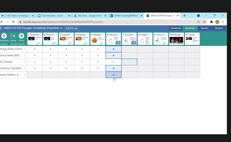 AGEiland's tweet photo. Loved engaging in a 3-Act Math task via @Desmos with @AMSTI_Elizabeth & @RobertaLudwigs2. Nice job, friends!! #tasksmatter #engagement #pumpkintimebomb #3actmath @alabamaACTM #ACTMfallforum21 @AMSTI4all https://t.co/GnMjmoNyre