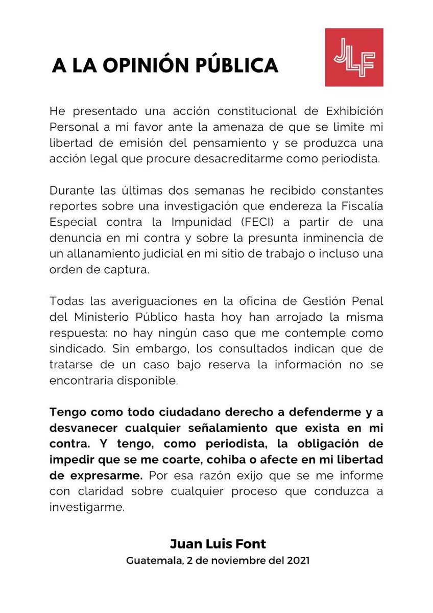 ElSancarlistaU's tweet photo. #Ahora | Manifestamos solidaridad con @JLFont001, los medios independientes y periodistas son atacados por el Estado que busca silenciarnos con casos espurios  #NoNosCallarán https://t.co/U7qo74qkuH