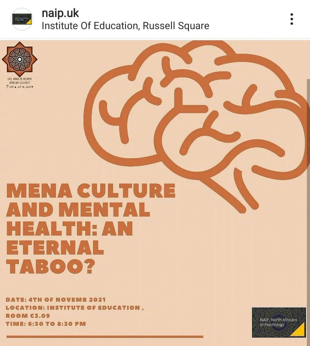 North Africans In Psychology (NAIP) is ready and excited! 🌟

Join us at the Institute of Education Room C3.09, UCL, 6.30 - 8.30 PM.

Thank to the <a href="/uclarabnasoc/">UCL Arab & North African Society</a> and to my fellow speakers 
🔊 <a href="/HindSBM/">Hind Bechari-Martin</a> <a href="/Saleh2572/">Saleh Mohamed</a> and <a href="/sarahassan1000/">Sarah H.</a> 

Yallah Let's Go 🙏🏽