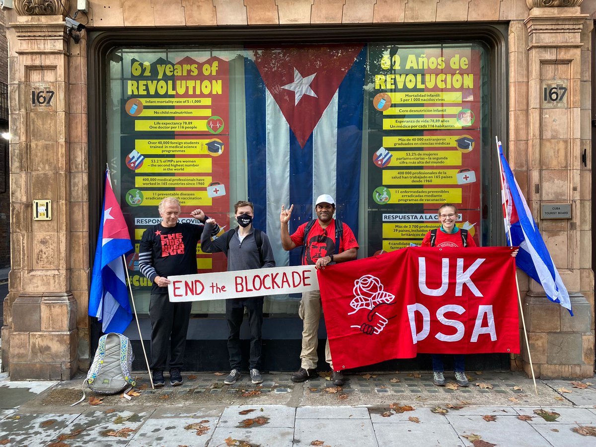 DemSocialistsUK's tweet photo. A handful of members walked just shy of 12 miles and handed out literature to raise awareness and £640 for the @CubaSolidarity Campaign/Cuba Medical Appeal this weekend. 

We stand with the Cuban people! 

#LetCubaLive #SolidarityKnowsNoBorders https://t.co/wQyP29L77k
