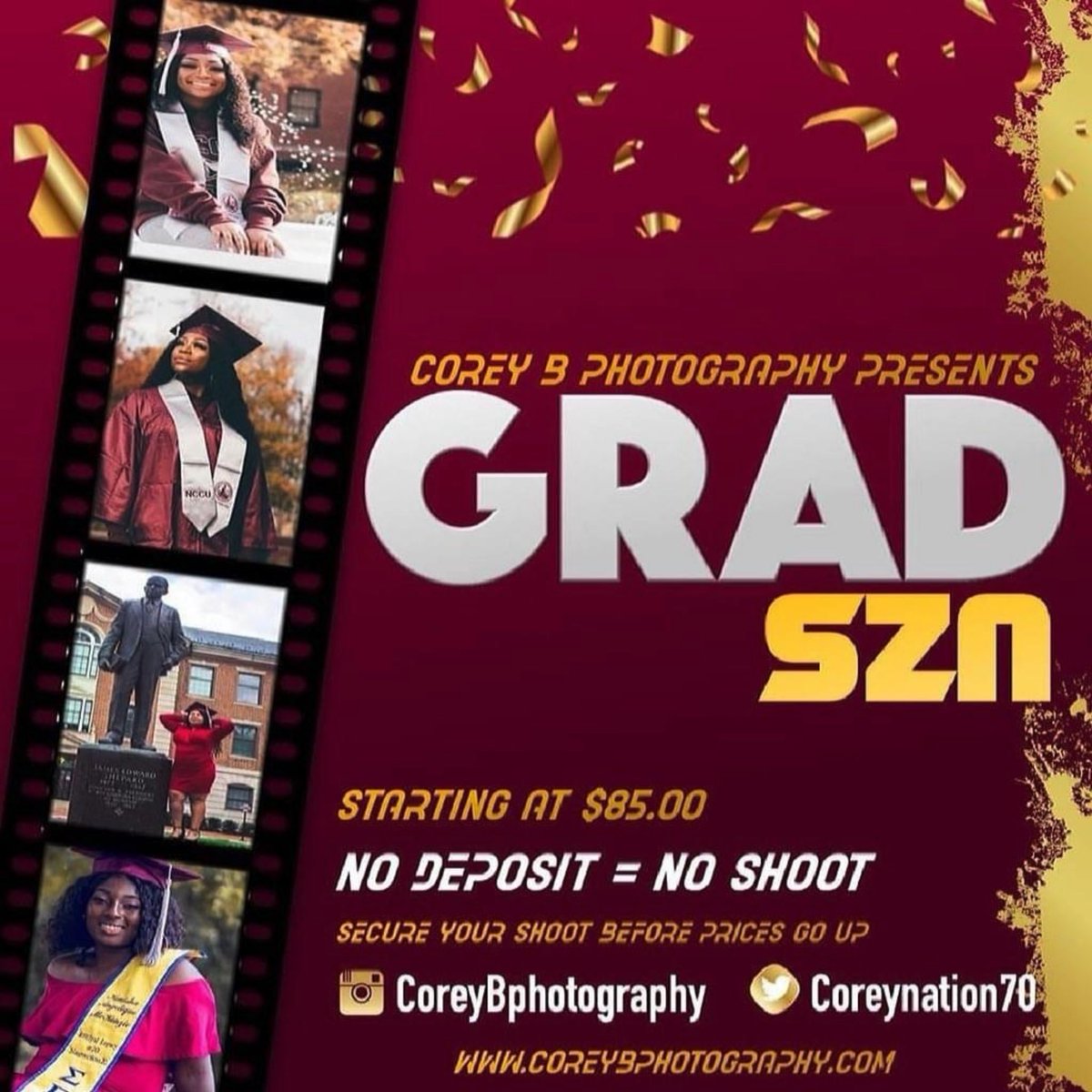 ACoreyBphoto's tweet photo. Grad Shoot🎓 Bookings are now available link in Bio📲 If you have any questions please feel free to reach out. Book your next shoot today📸
https://t.co/sRbQkIcVt3
#coreybphotography #btswithcoreyb #themoment #nccu21 #ncat21 #wssu21 #uncc21 #ecsu21 #jcsu21 #uncg21 #duke21 #unc21 https://t.co/3O7FpOMuUn
