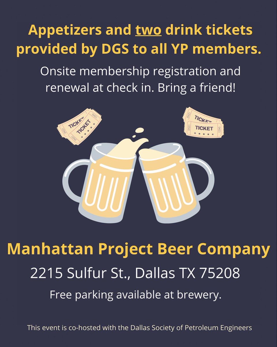 DallasGeoSoc's tweet photo. Join us this Thursday for an evening of networking, great food, and craft beer at the @DallasGeoSoc Young Professionals Fall Social! Appetizers and drinks on us - so bring a friend! 🍻 Details below. See you there! https://t.co/JetWgeYWN1