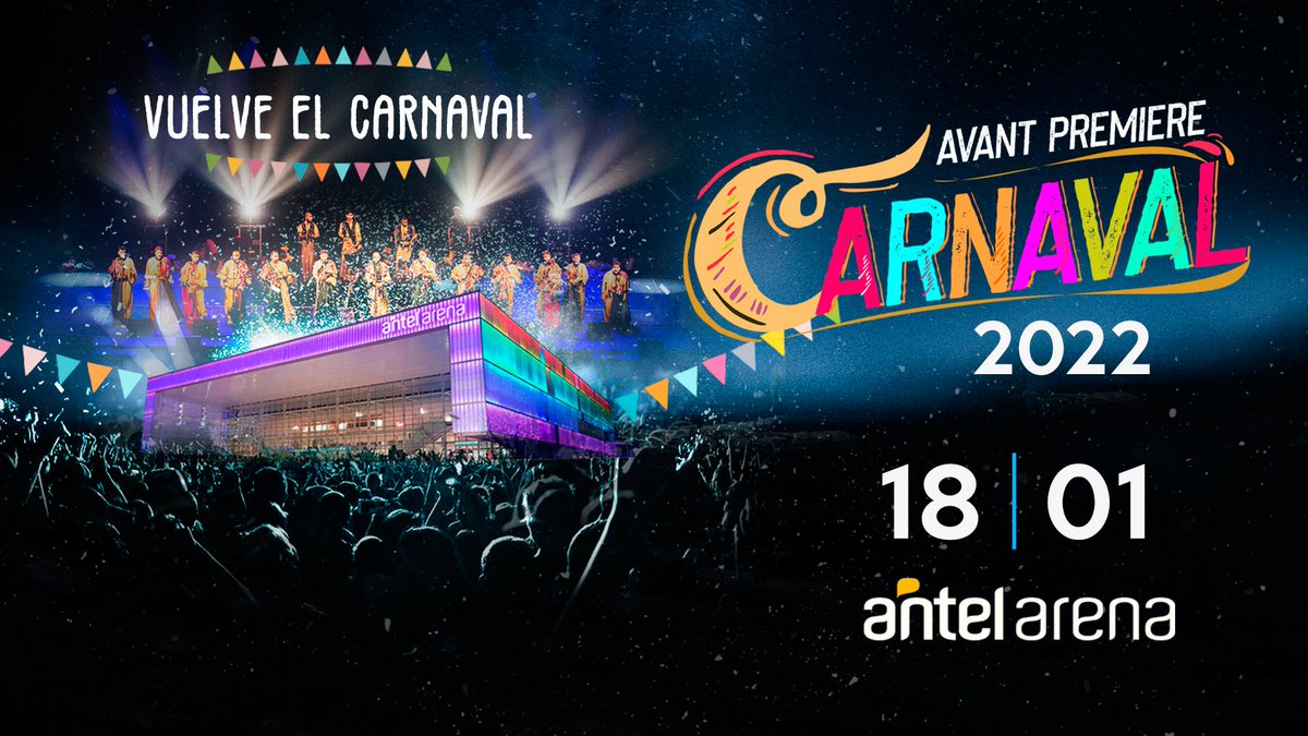 ¡Vuelve el Carnaval! 🎭 ¡Vuelve el Avant Premiere al Antel Arena! 🎉👏

👉 Registrate gratis para recibir las novedades del show antes que nadie, hacelo en mus.uy/live/ 

🎟️ Próximamente entradas en venta por Tickantel.

#MUSLive #AvantPremiereCarnaval2022