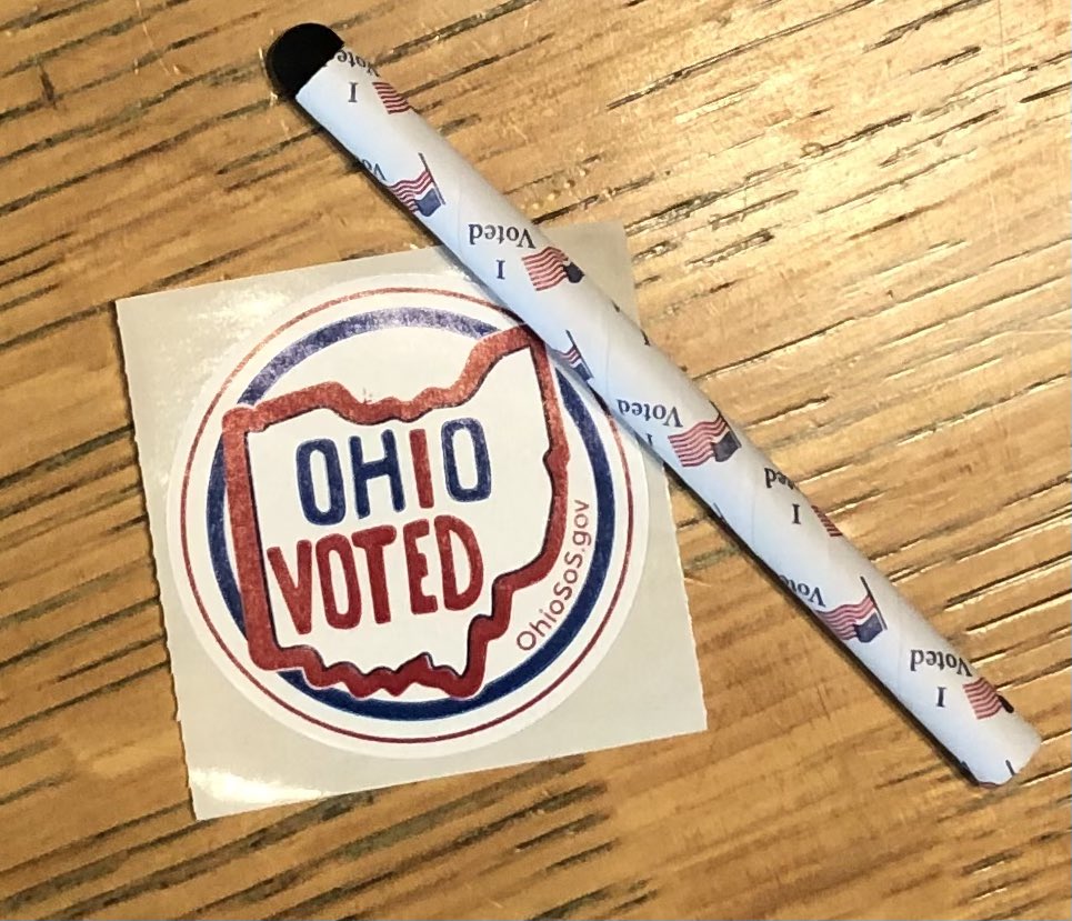 TannyMcG's tweet photo. #Elections2021 A sticker AND a disposable stylus? ππΌππ₯³ #DoesntTakeMuch https://t.co/Usyyz3NFKb