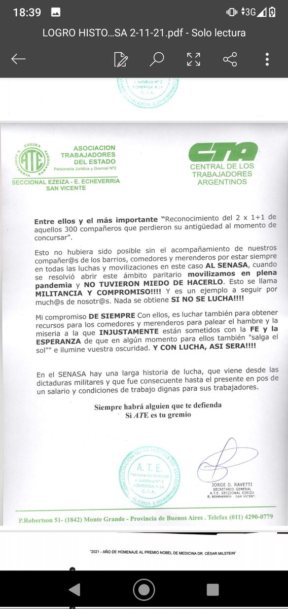 ATESENASABAIRES's tweet photo. Acta Paritaria Sectorial!!! Mejoras en nuestro CCTS mejores salarios, más reconocimiento a la carrera! 
ATE Lucha! ATE Gana! https://t.co/2YSF57L3e4