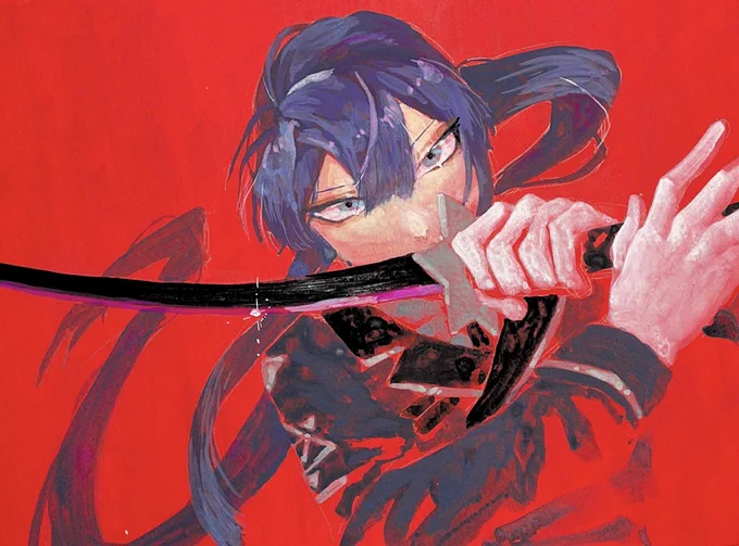 長尾が赤好きって言ってたので赤地に描いたけどそんなに上手くいかなかった 